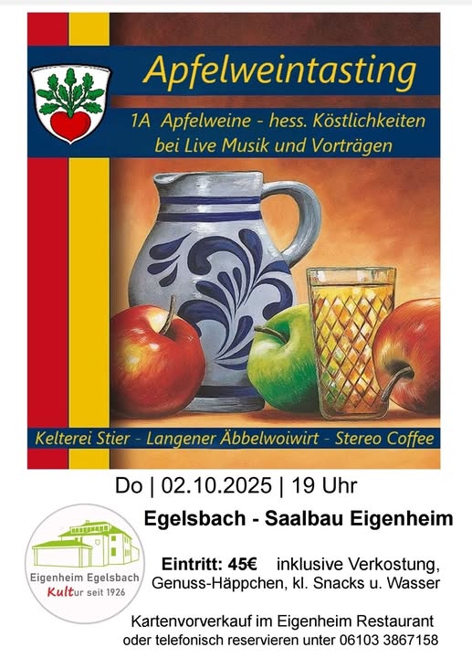 Apfelweintasting im Saalbau Eigenheim in Egelsbach